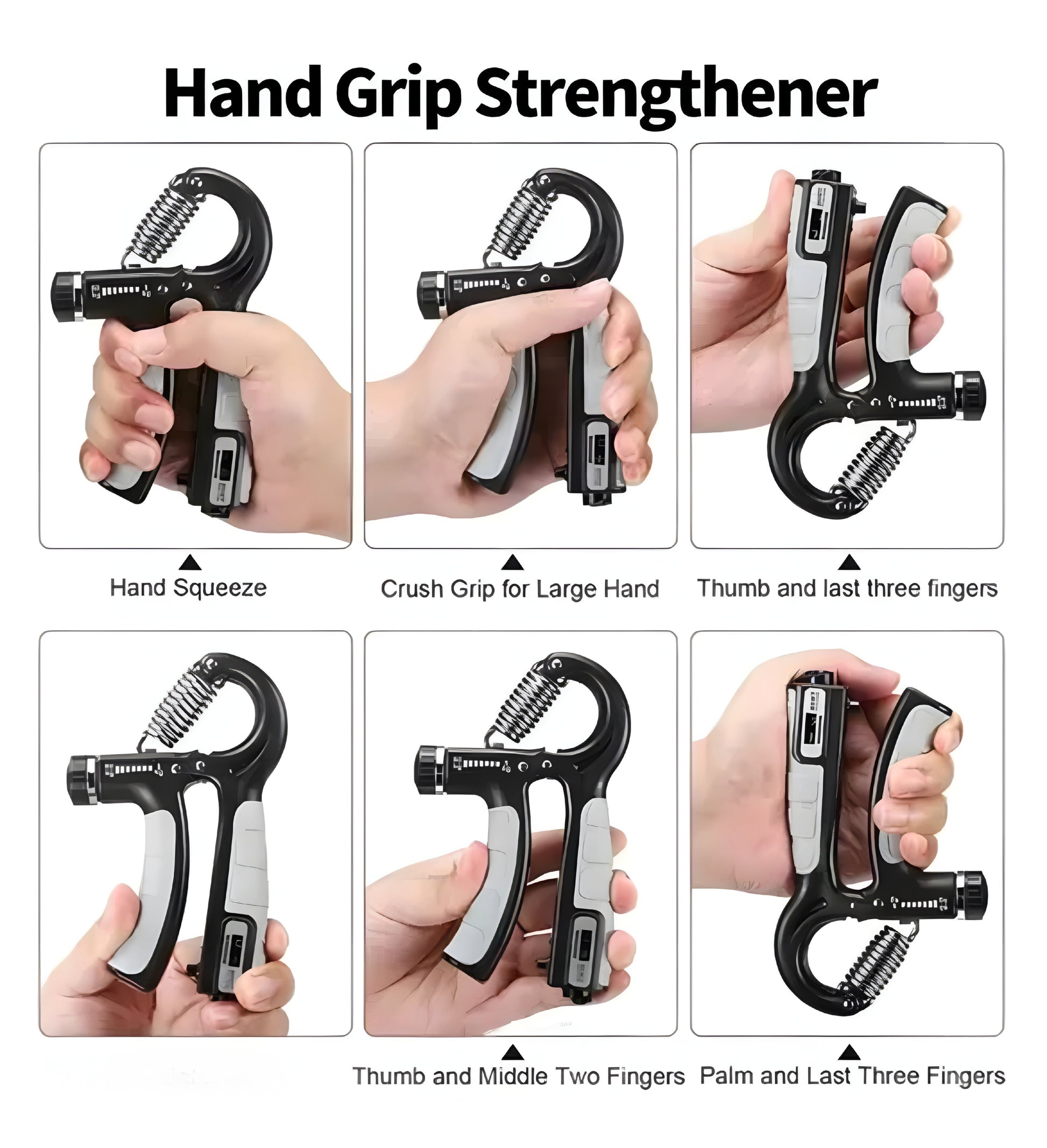 Adjustable Hand Grip Strengthener, Hand Gripper With Counter for Men & Women for Gym Workout Hand Exercise Equipment to Use in Home for Forearm Exercise, Finger Exercise Power Gripper-Up 5 to 60kg - ᴘᴜɴᴊᴀʙ ꜰᴜꜱɪᴏɴ