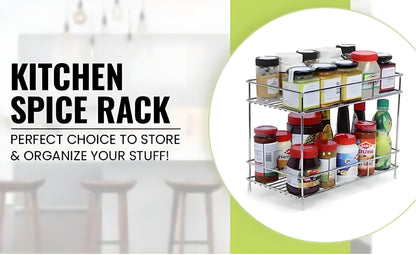 Big Size Stainless Steel 2 Layer Kitchen Spice Rack. - ᴘᴜɴᴊᴀʙ ꜰᴜꜱɪᴏɴ