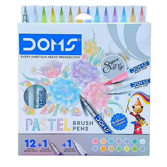 DOMS Pastel Brush Pens- 13 Shade Brush Pens With 1 Blender Brush Pen(Set of 1)
