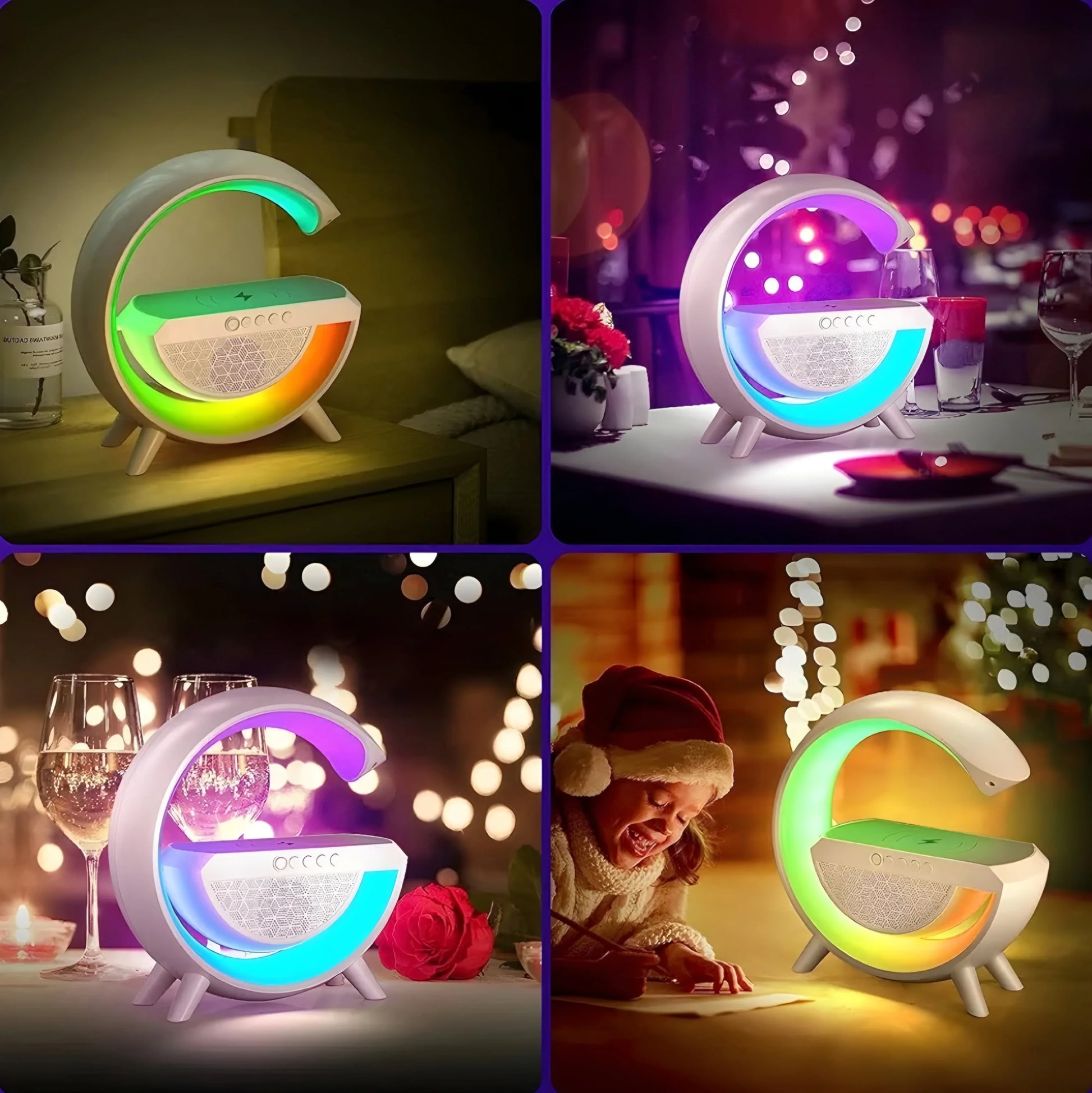Fredysu G Shape Rechargeable Multifunctional Bluetooth Speaker With 15W Wireless Charger Cum Color Changing Desk Lamp Bedside Table Lamp Fm Radio With Aux & Wireless Charger-Plastic, Led - ᴘᴜɴᴊᴀʙ ꜰᴜꜱɪᴏɴ