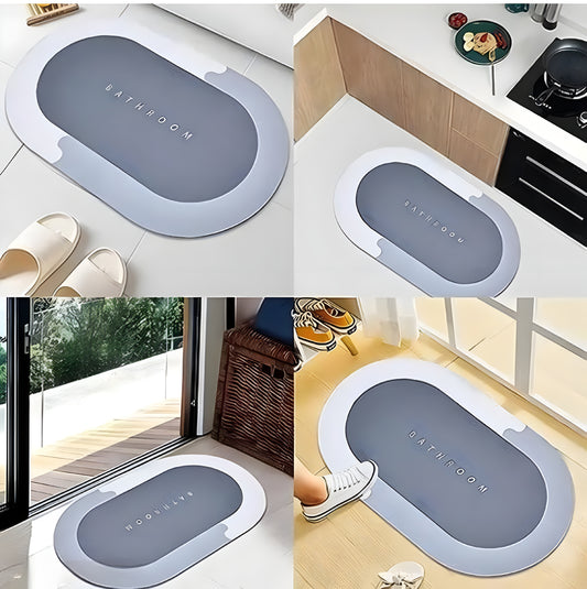 Bathroom MAT, Door Mat, Floor Mat, Bath Mat, Doormat, Bathroom Carpet | Cushion Mat Super Absorbent Soft Carpet, Quick Dry Dirt Barrier for Home, Office (Round) (40x60cm)  (Pack of 2)