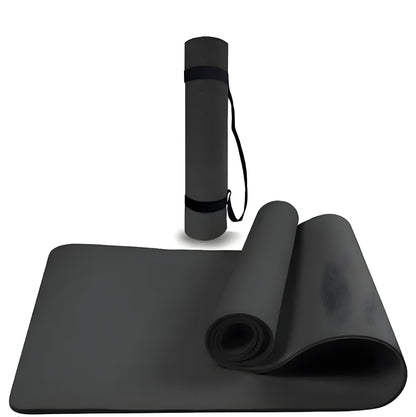 4mm Yoga Mat with strap High, Anti-Slip Yoga mat for Gym Workout and Flooring Exercise Long (4 MM, BLACK) - ᴘᴜɴᴊᴀʙ ꜰᴜꜱɪᴏɴ