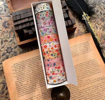 10 Rolls Washi Tape Set, Star and Floral Design Masking Tape 15mm Wide, Nostalgic Style Decor Colorful Tapes for DIY Craft, Bullet Journal, Planners, Scrapbooking - ᴘᴜɴᴊᴀʙ ꜰᴜꜱɪᴏɴ