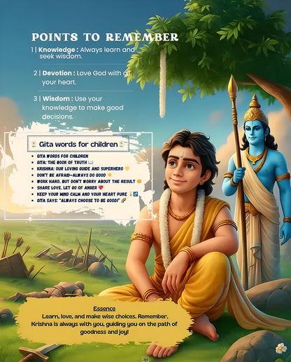 Illustrated Bhagvad Gita for Kids - 94 Colorful Pages Printed on Thick 100 GSM Paper | Krishna's Spiritual Lessons, Fun Rhymes & Moral Stories for Children 3 Years and Above - ᴘᴜɴᴊᴀʙ ꜰᴜꜱɪᴏɴ