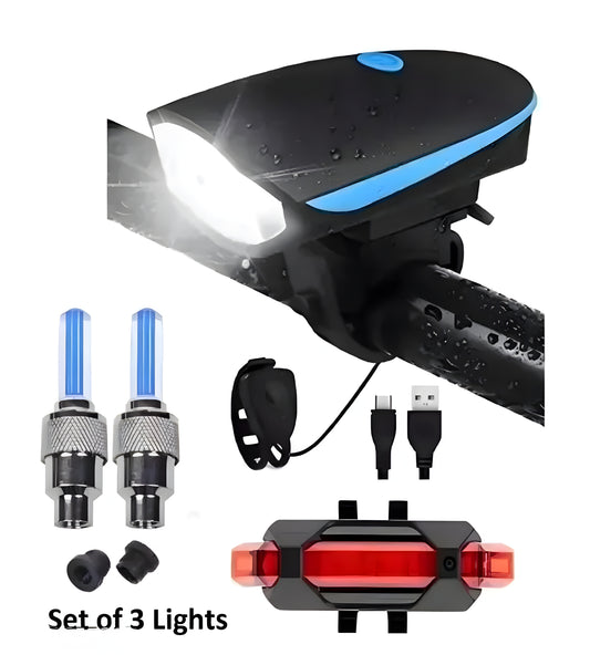 BLACKBELL Combo of Front Cycle
Light Back Tail Light And Tyre Valve Light (Pack of 1 Front Light, 1 Rear Light, 2 Valve Lights) - ᴘᴜɴᴊᴀʙ ꜰᴜꜱɪᴏɴ
