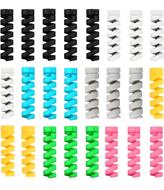 Sounce 25 Pcs Spiral Cable Protectors & Wire Protectors Spring Wire for All Wired Accessories for USB Charger, Data Cable, Headphones, MacBook, Laptop, Elastic Cord Saver (Multi-Color) - ᴘᴜɴᴊᴀʙ ꜰᴜꜱɪᴏɴ