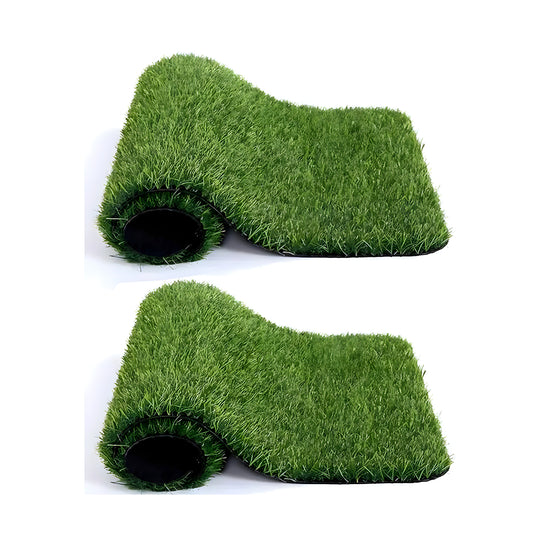 Artificial Grass for Balcony Or Doormat, Soft and Durable Plastic Turf Carpet Mat, Artificial Grass, Green, 2 Pieces