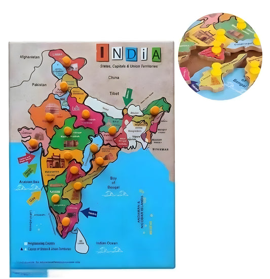India Map Puzzle With Picture Wooden