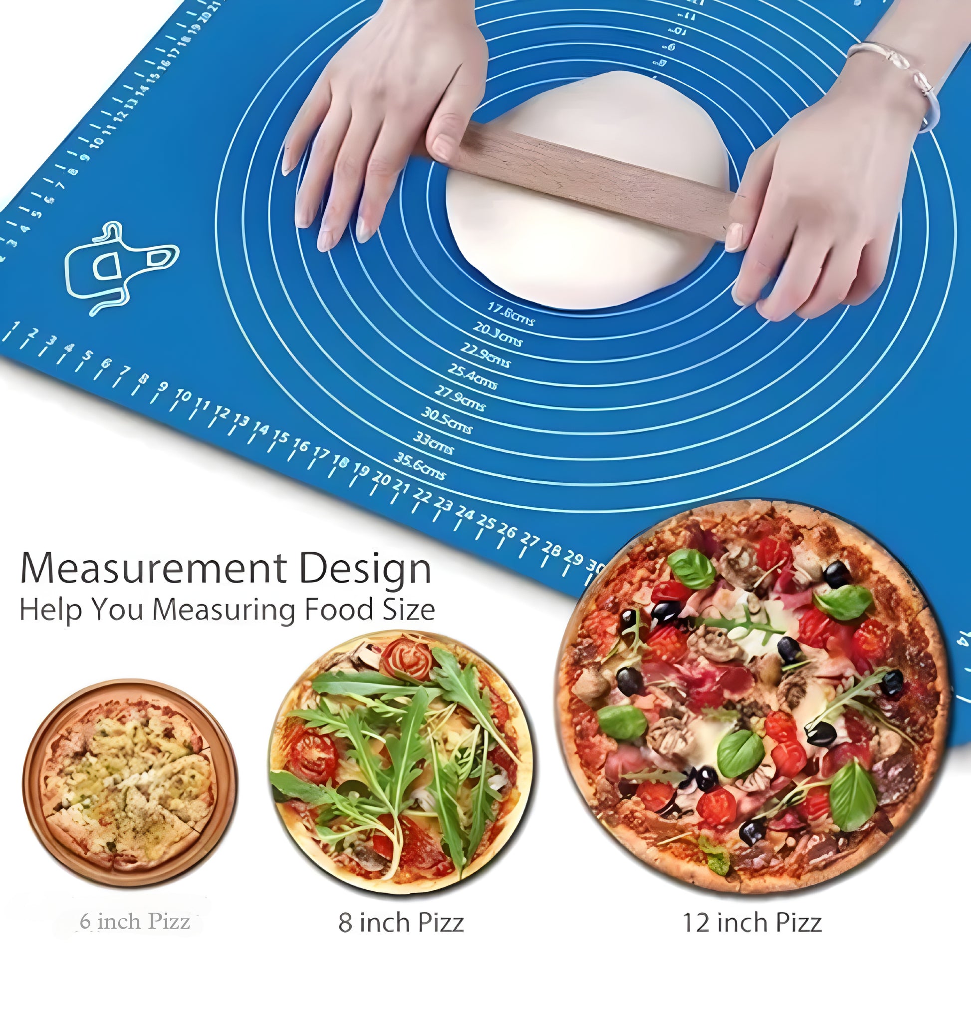 Non Slip Extra Large Silicone. Roti, Pastry Mat for Rolling Dough Pastry Baking Mat with Measurements (Blue) - ᴘᴜɴᴊᴀʙ ꜰᴜꜱɪᴏɴ