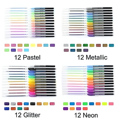 Neon Colorful Glitter Gel Ink Pen for Kids/Adult/Artist (Pack of 48, Multicolor) - ᴘᴜɴᴊᴀʙ ꜰᴜꜱɪᴏɴ