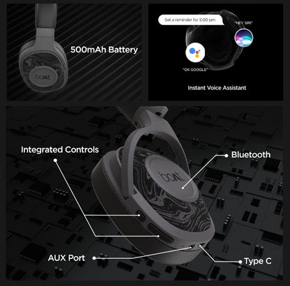 boAt Rockerz 550/Rockerz 558 Over Ear Bluetooth Headphones with Upto 20 Hours Playback, 50MM Drivers, Soft Padded Ear Cushions and Physical Noise Isolation(Black) - ᴘᴜɴᴊᴀʙ ꜰᴜꜱɪᴏɴ