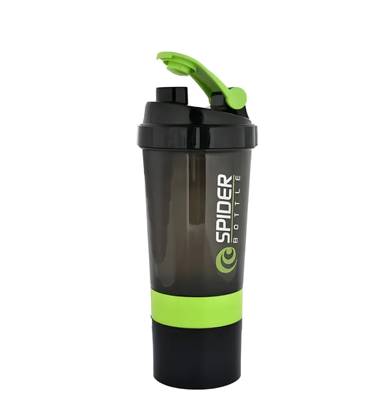 Spider Gym Shaker Bottle, Shakers for Protein Shake with 2 Storage Compartment Gym protein shaker for workout 500ML (GREEN) - ᴘᴜɴᴊᴀʙ ꜰᴜꜱɪᴏɴ