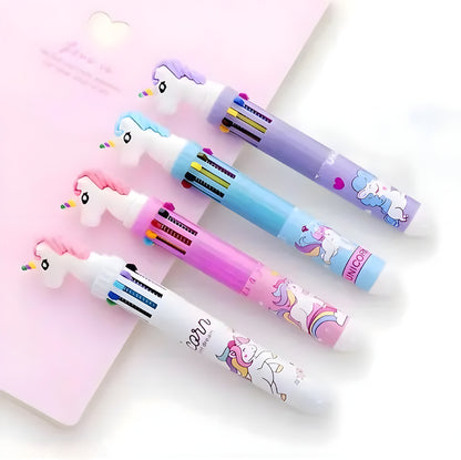 10 In 1 Unicorn Ball Pen I Ballpoint I Ball Pen | Gel Pen I Pen I Writing Tool (Pack Of 4 Random Color) - ᴘᴜɴᴊᴀʙ ꜰᴜꜱɪᴏɴ