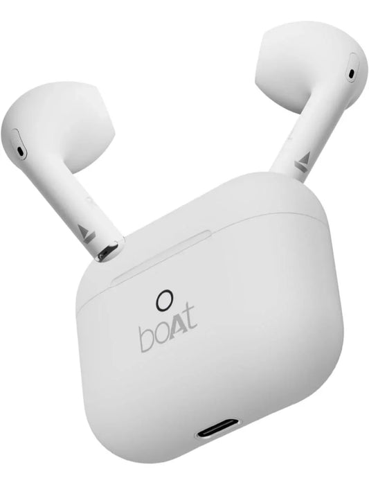 boAt Airdopes Joy, 35Hrs Battery, Fast Charge, IWP Tech, Low Latency, 2Mic ENx, Type-C Port, v5.3 Bluetooth Earbuds, TWS Ear Buds Wireless Earphones with mic(Swedish White) - ᴘᴜɴᴊᴀʙ ꜰᴜꜱɪᴏɴ
