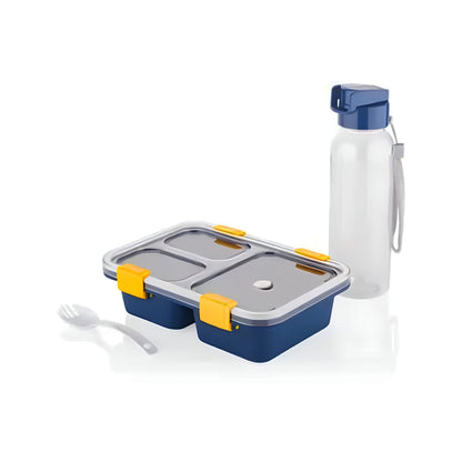 Lunch Box with Bottle, Blue, 700ml, 3 Container Lunch Box - ᴘᴜɴᴊᴀʙ ꜰᴜꜱɪᴏɴ