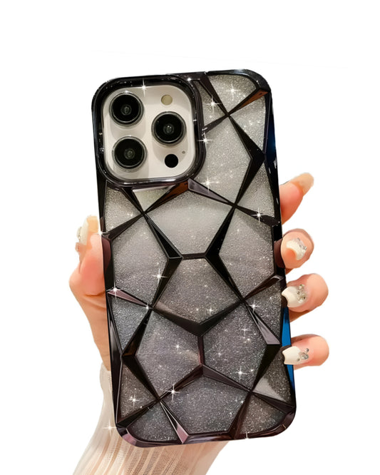 3D ElectroPlated Gradient Glitter Case for iPhone 12 Pro -Black - ᴘᴜɴᴊᴀʙ ꜰᴜꜱɪᴏɴ