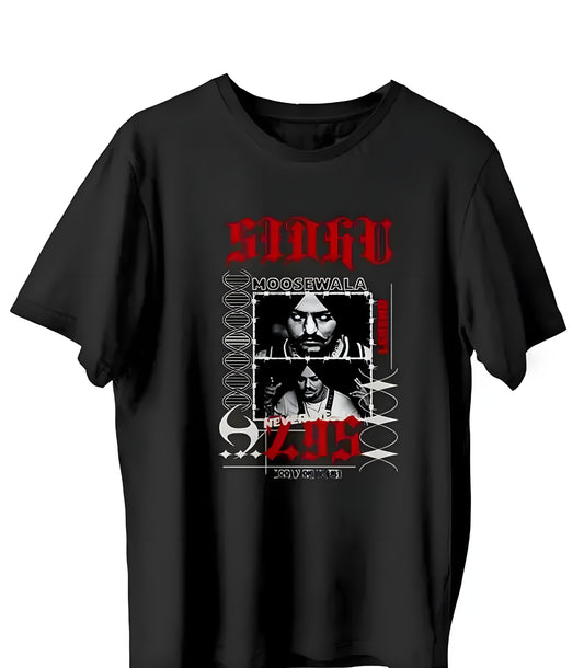 Round Neck Half Sleeves Regular Fit Polyester Printed Sidhu Moose Wala T-Shirt Men & Women