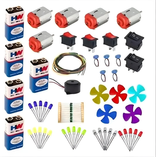 School Science Project DC Motor kit 66 Item Loose in one Pack (Multicolor)
