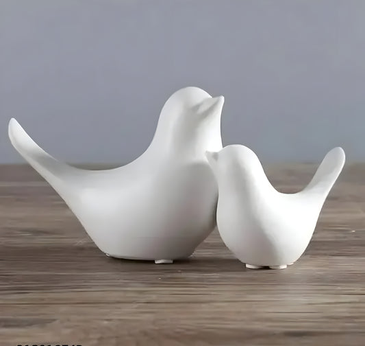 Paheli Craft Resin Birds Showpiece Set of 2 Dove Family Statue Decoration Figurine For Living Room | Collectible For Home Décor (5 & 4 inch )