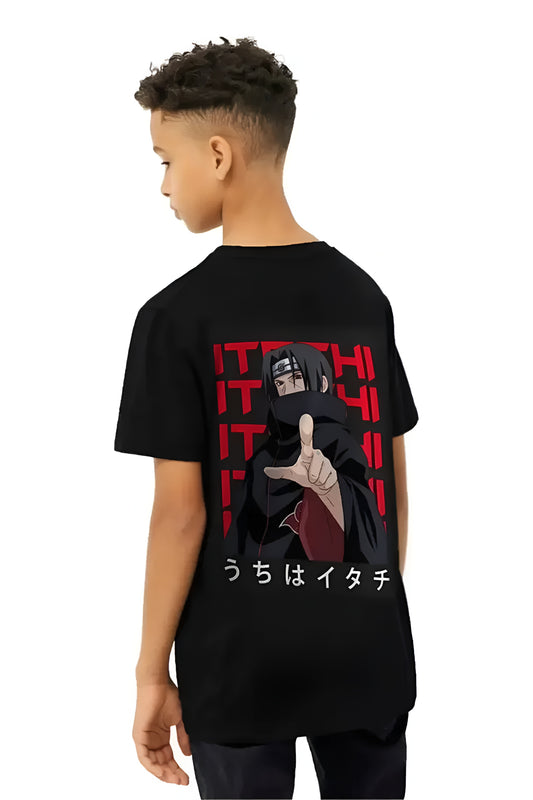 Uchiha Itachi Mangekyo Sharingan Black Oversized T-Shirt | Naruto Anime Streetwear