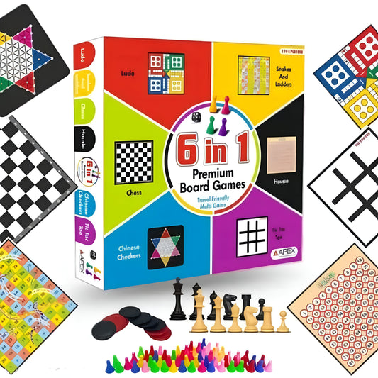 Apex Combo 6 in 1 Premium Board game Housie, chess, Ludo, Snakes and ladders, Tic Toe, Chinese checkers for kids and adults | Family games | Birthday gift - ᴘᴜɴᴊᴀʙ ꜰᴜꜱɪᴏɴ